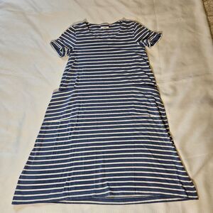 J jill oversized t-shirt dress stripped w/ pockets womens XS